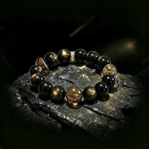Floating Light Shield Bracelet — Golden Obsidian, Black Obsidian & Fierce Protection