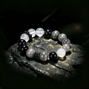 Shadow Cleansing Bracelet — Black Sunstone, Clear Quartz & Deep Purification