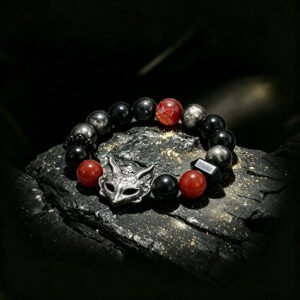 Mystic Guardian Bracelet — Silver Obsidian, Fox Mask & Powerful Protection
