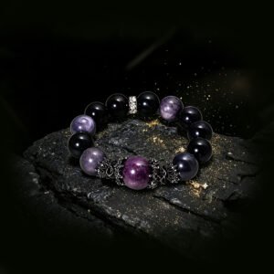Midnight Sanctuary Bracelet  — Black Obsidian, Purple Lepidolite & Powerful Protection