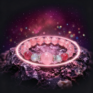 Strawberry Quartz Moonstone Bracelet | Garnet, Rose Quartz & Crystal Energy Jewelry for Confidence