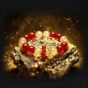Red Agate & Golden Rutilated Quartz Bracelet — Grounding, Vitality & Inner Courage